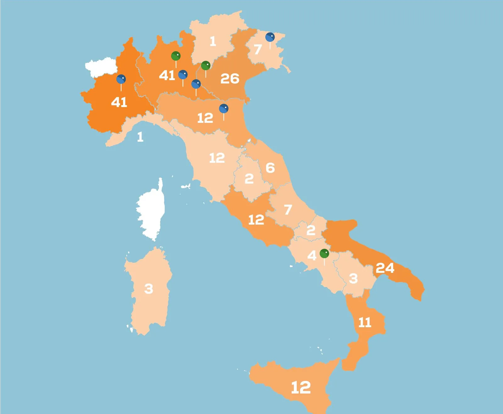 Mappa degli affiliati Autocare per regione